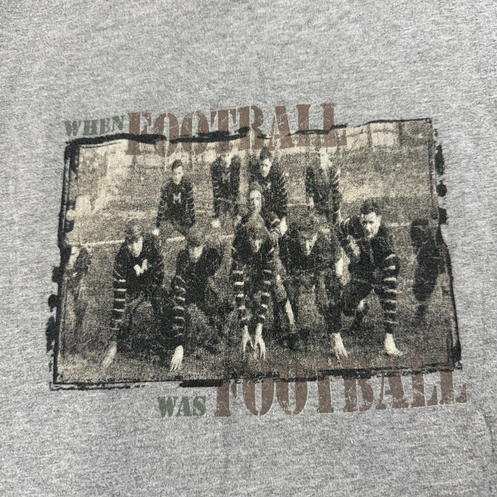 Vintage Roundtree & Yorke Men's T Shirt Gray Made In USA Football Print Sz M